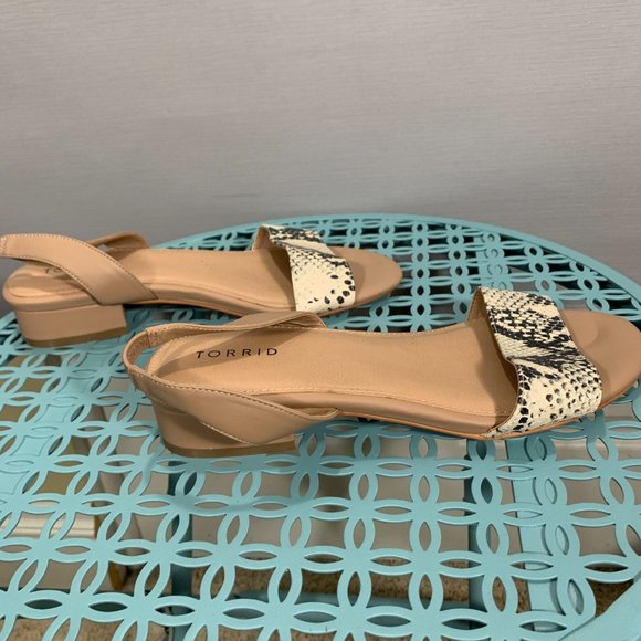 Torrid Womens Sandals Women 9W Slingback Block Heel SnakeSkin Print Faux Leather - Picture 7 of 9